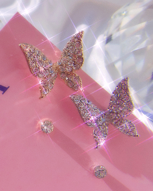 [무배] 나비 이어커프 큐빅 귀걸이 세트 (2color)
